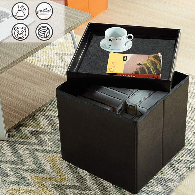 OTTOMAN STORAGE BOX - BLACK - 33 * 33 * 33 CM