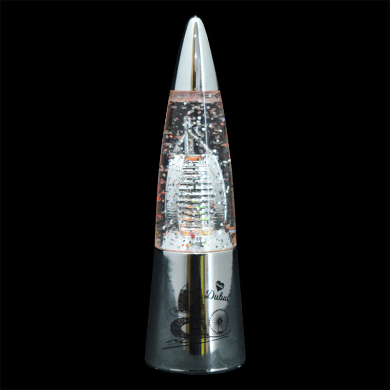 BURJ AL ARAB SILVER GLITTER LAMP - SILVER - 4 *4 * 13 CM