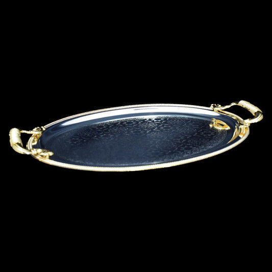 NAJIB GOLD/SILVER OVAL SERVICE TRAY SMALL/3025