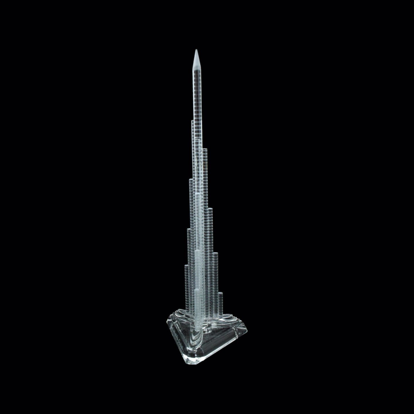 Burj Khalifa 3D laser engraved etched crystal Dimenssions: 58 * 13 * 12 CM