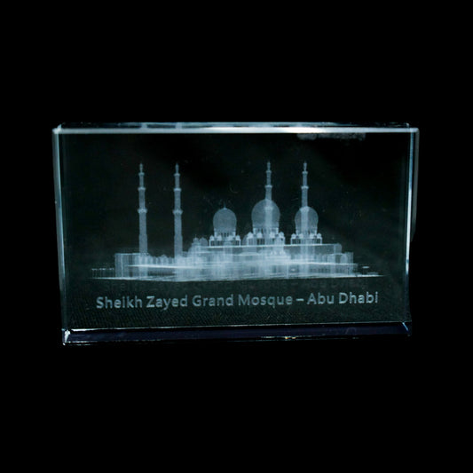Sheikh Zayed Grand Mosque 3d laser engraved Crystal Dimensions: 6.5 * 10 CM
