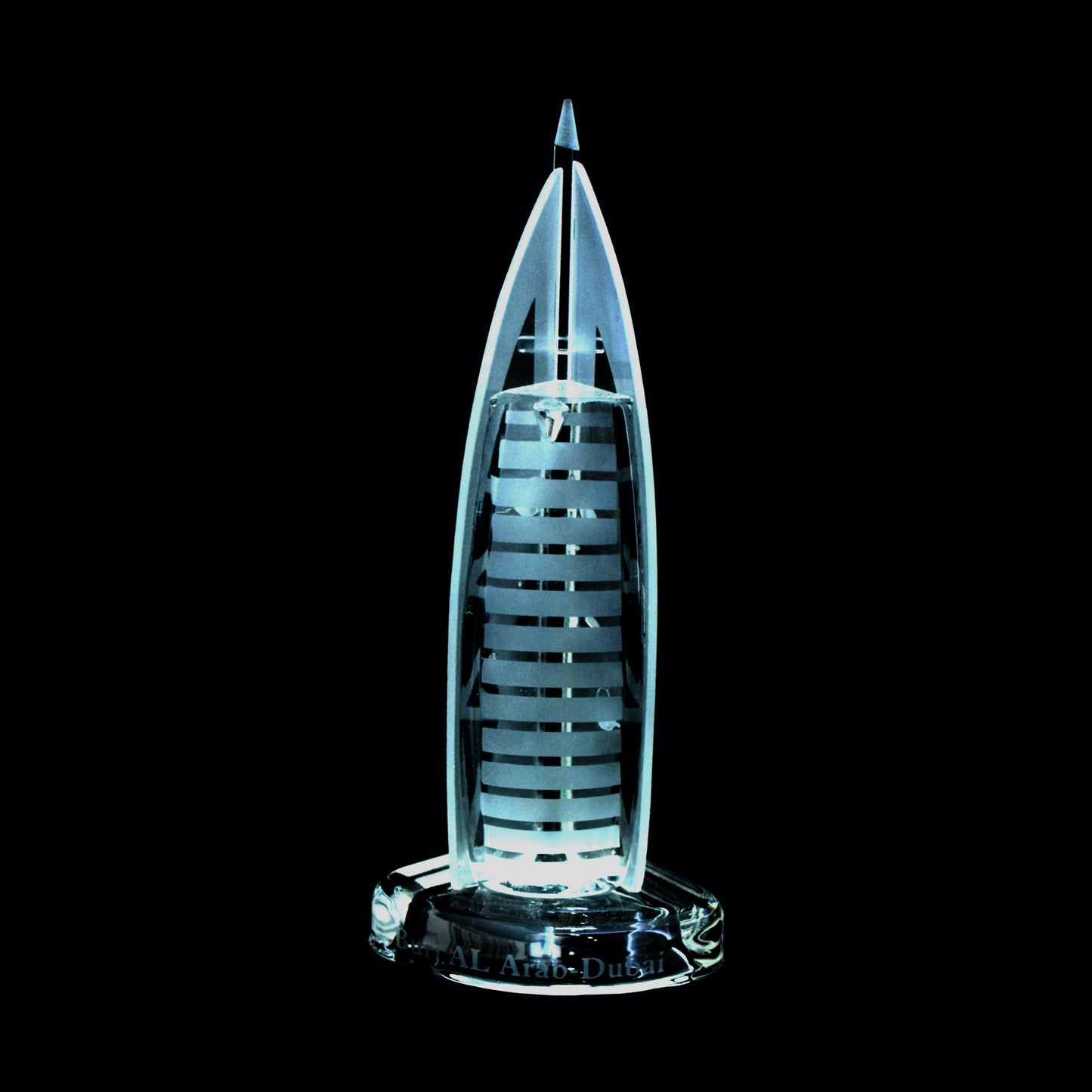 Burj Al Arab 3D laser engraved etched crystal Dimenssions: 14 * 5 * 5 CM