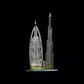 Burj Khalifa - Burj Al Arab Dubai skyline 3d laser engraved Crystal Dimensions: 27 * 15 * 10 CM