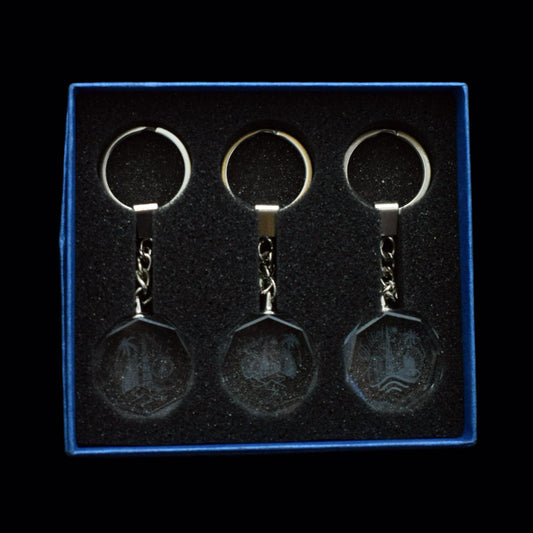 3d Laser Engraving Blank Glass 3pcs keychain