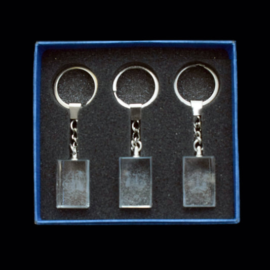3d Laser Engraving Blank Glass 3pcs keychain