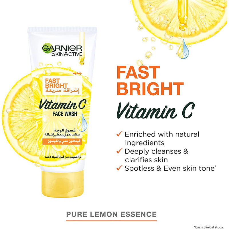 Garnier SkinActive Fast Bright Face Wash With Pure Lemon Essence 100 ml