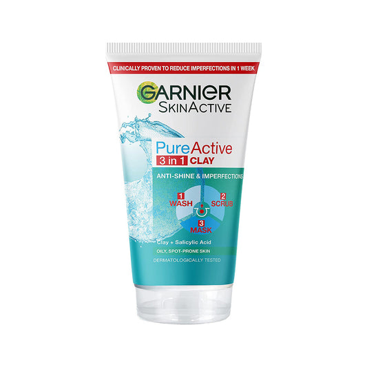 Garnier SkinActive Pure Active 3-In-1 Wash, Scrub And Mask 150Ml