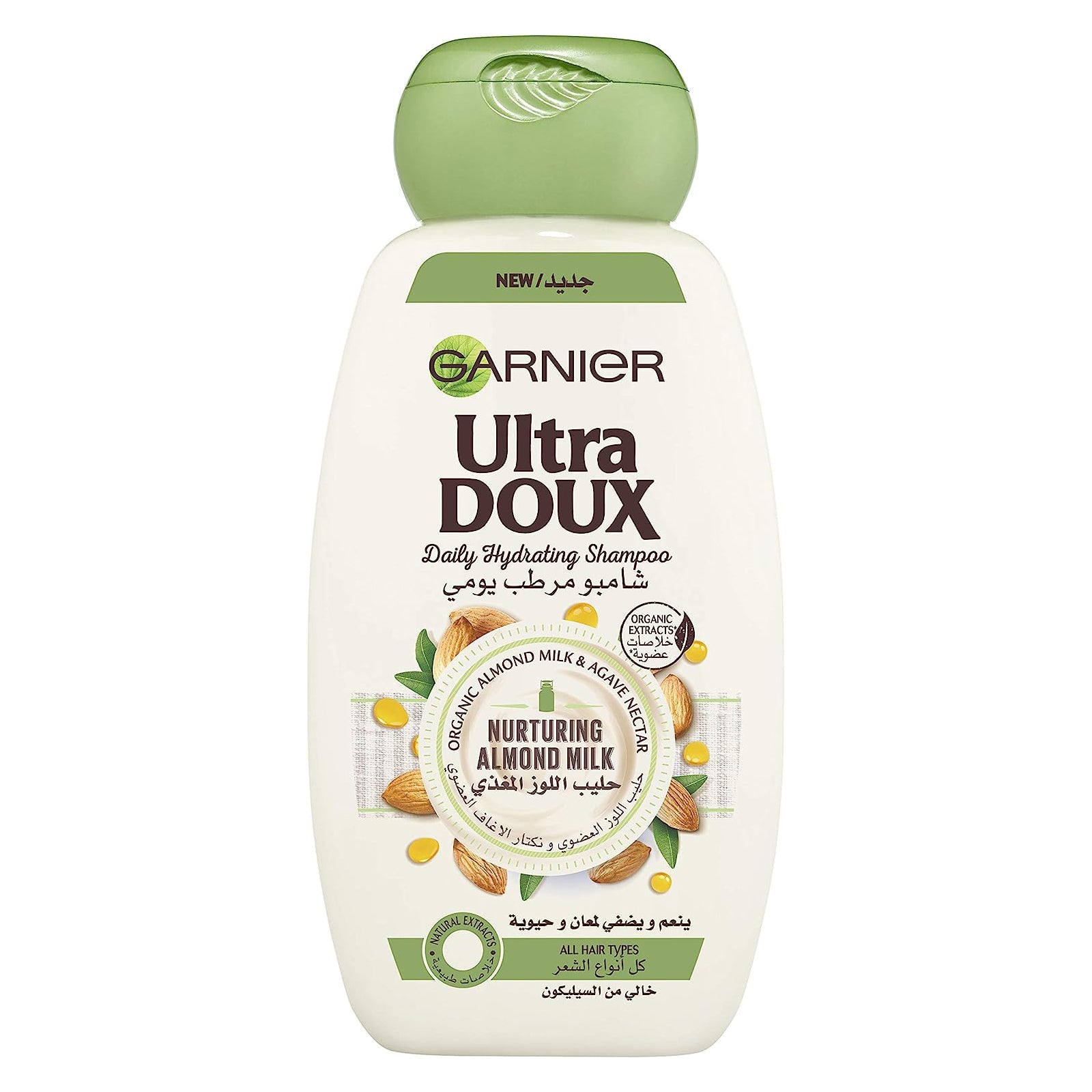 Garnier Hydrating Shampoo, Intensely Nourishes and Revitalizes Hair, With Almond Milk, For All Hair Types, Vegan Formula, Ultra Doux, 400ml