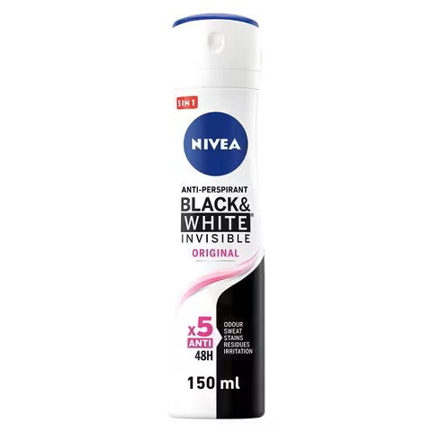 NIVEA Antiperspirant Spray for WoMen Black & White Invisible Protection Original 150ml