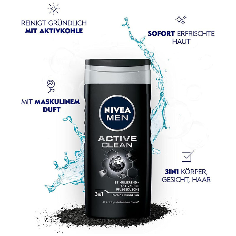 Nivea Men Active Clean Shower Gel, 250 ml