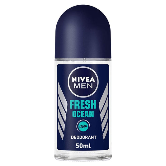 NIVEA MEN Deodorant Roll-on for Men, Fresh Ocean Aqua Scent, 50ml