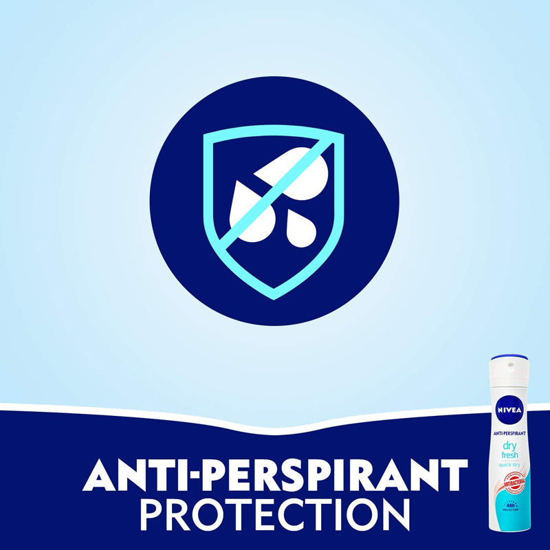 NIVEA Antiperspirant Spray for Women, Dry Fresh Antibacterial Protection, 150ml