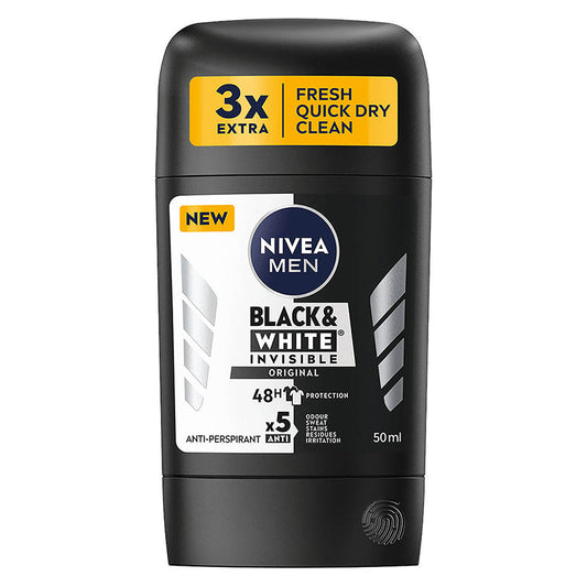 Nivea Men Deodorant Stick black & white invisible original 48h anti-perspirant, 50 mL