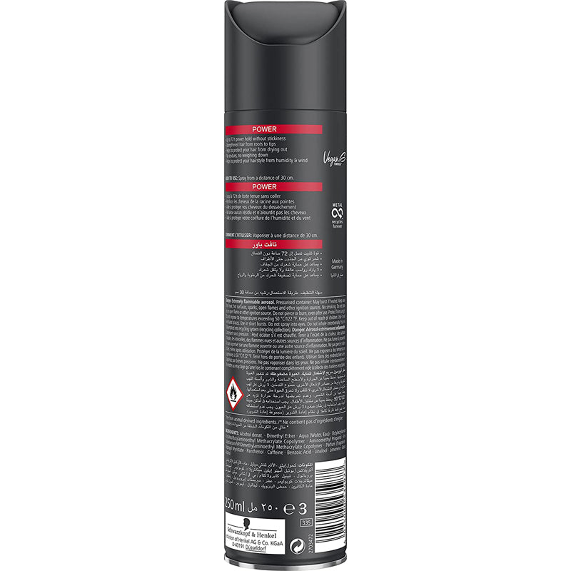 Taft Power Lacquer Black Hair Spray, 250 ml