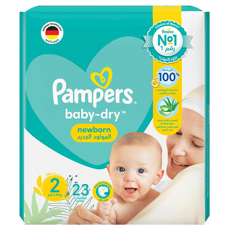 Pampers Baby-Dry, Newborn, Baby Diapers with Aloe Vera Lotion and Leakage Protection Mini Carry Pack Size 2 - 23 Pieces