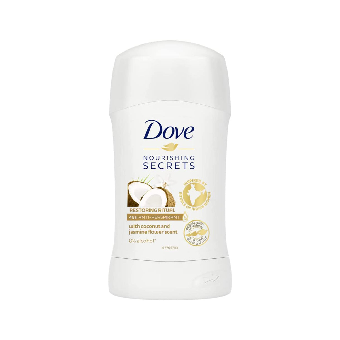 DOVE Nourishing Secrets Antiperspirant Deodorant Stick, with ¼ moisturising cream, Coconut and Jasmine, 48-hour antiperspirant protection, 40g