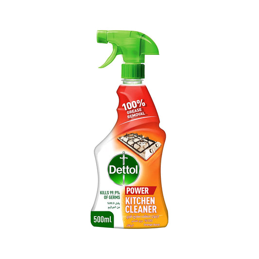 Dettol Orange Burst Power Kitchen Cleaner for 100% Removal of Grease (Kills 99.9% Germs), Trigger Spray, 500ml