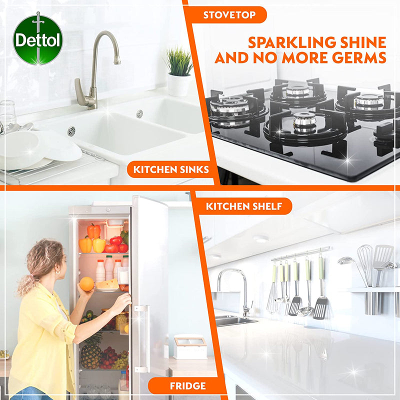 Dettol Orange Burst Power Kitchen Cleaner for 100% Removal of Grease (Kills 99.9% Germs), Trigger Spray, 500ml