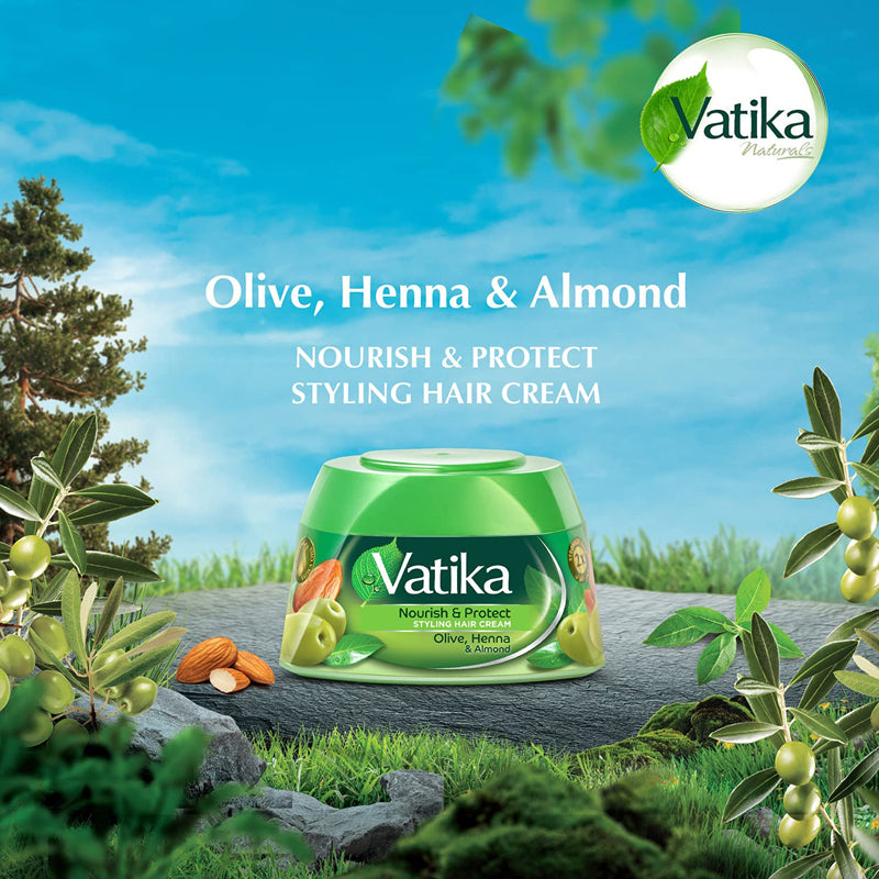 Vatika Naturals Nourish & Protect Styling Hair Cream With Henna, Almond, Aloe Vera - 140 Ml
