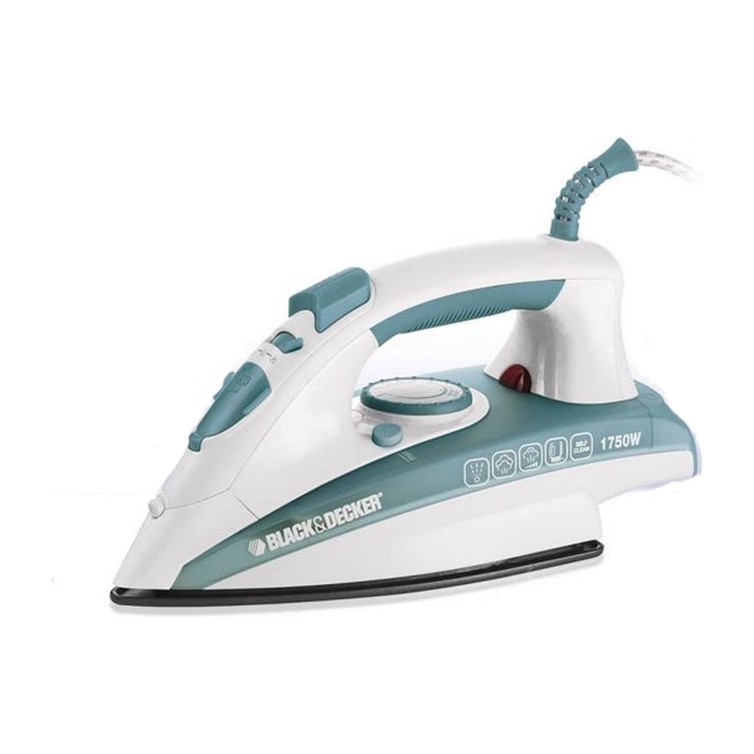 BLACK+DECKER 1750W Steam Iron Ceramic Coated Soleplate with Anti Calc Anti Drip Self Clean and Auto Shutoff, Removes Stubborn Creases Quickly and Easily X1600 2 Years Warranty