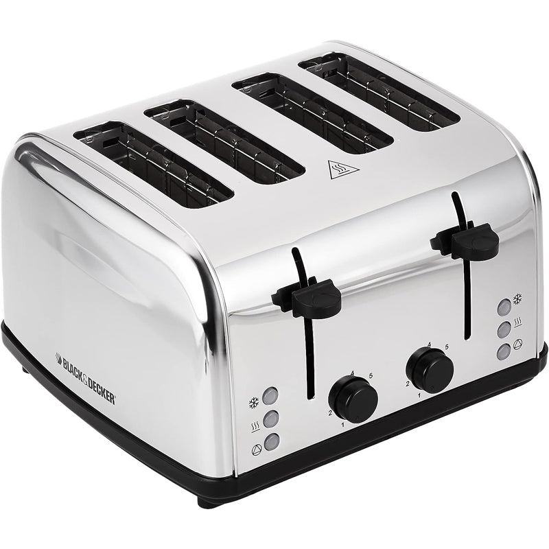 BLACK+DECKER 1800W Toaster 4 Slice 7 Stage Browning Control with Frozen Reheat, Cancel Functions, Cool Touch Stainless Steel Body, For Perfect Toasts Everyday ET304-B5 2 Years Warranty