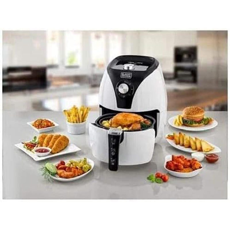 Black+Decker 3.5L 1500W Manual AerOfry Air Fryer with Rapid Air Convection Technology, Black/White - AF220-B6