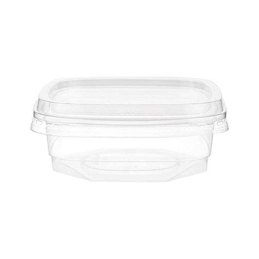 Hotpack Disposable PET Clear, Food Storage, Deli Container Square with Lid 8 OZ, 10 PCS