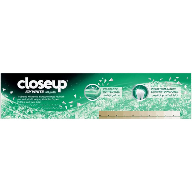 CLOSE UP Icy White Toothpaste, For Extra White Power, Menthol Burst, with Perlite, 100ml