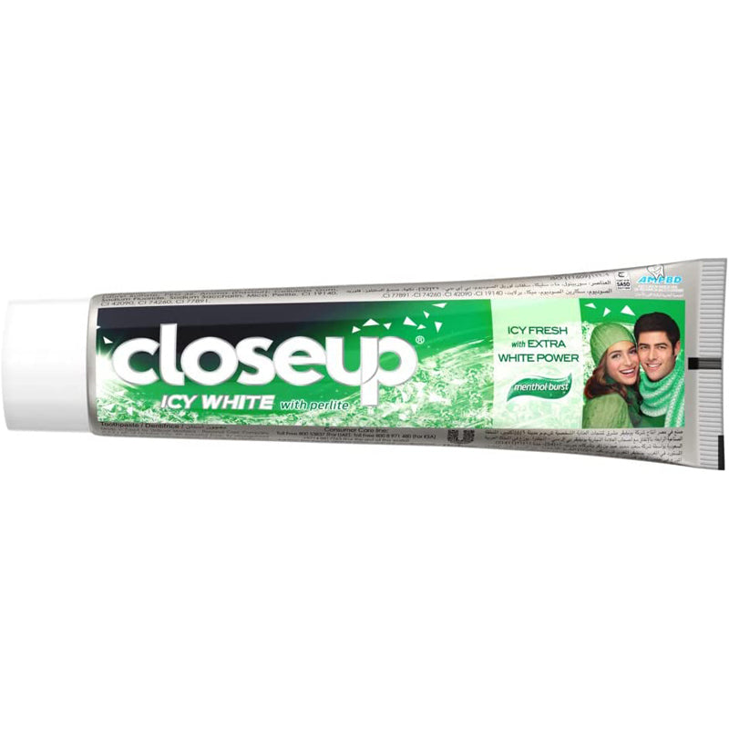 CLOSE UP Icy White Toothpaste, For Extra White Power, Menthol Burst, with Perlite, 100ml