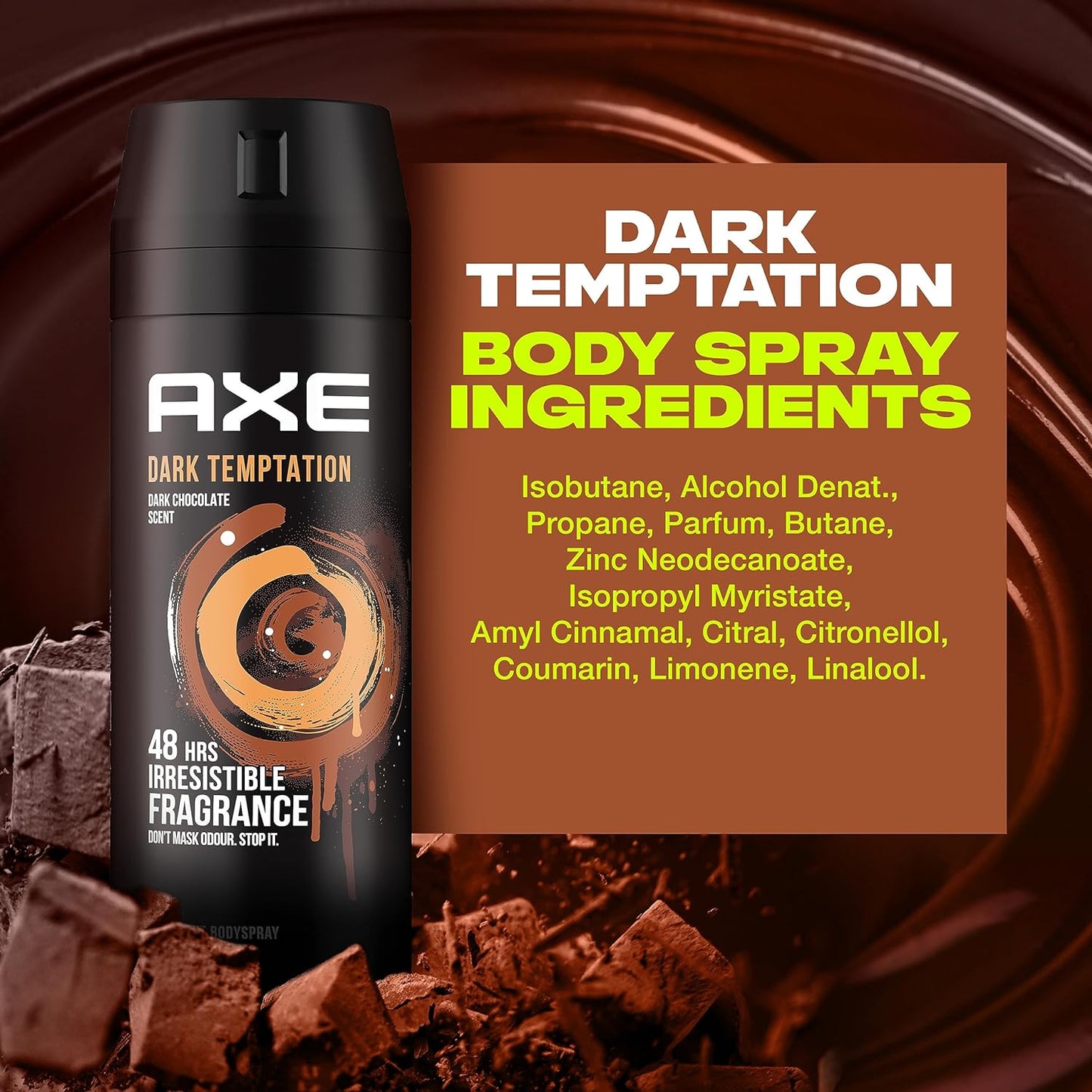 AXE Dark Temptation Long-Lasting Deodorant Body Spray - 48hr Freshness, 150ml