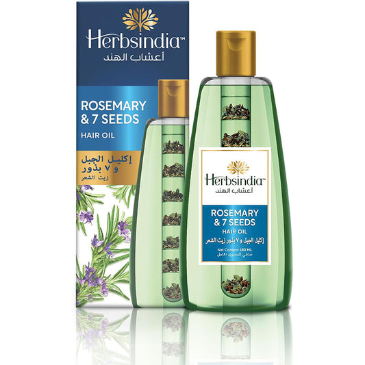 Herbsindia Rosemary & 7 Herbal Seeds Hair Oil With Nourish Tube | Makes Hair Longer & Shinier | Silicone & Paraben Free | 180ml