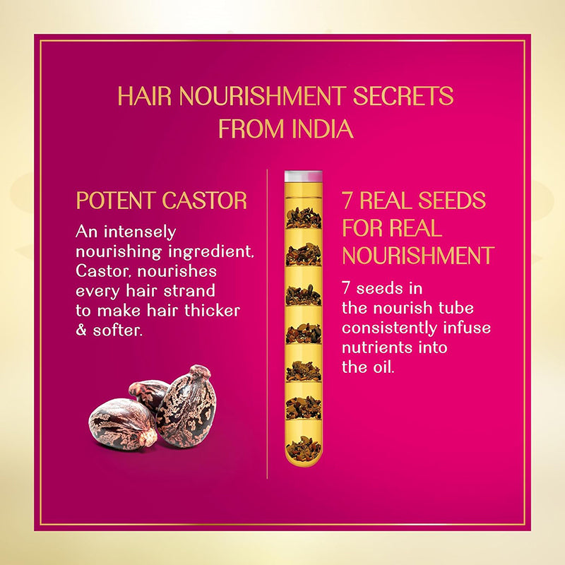 Herbsindia Castor & 7 Herbal Seeds Hair Oil With Nourish Tube | Thickens & Softens Hair | Silicone & Paraben Free | 180ml