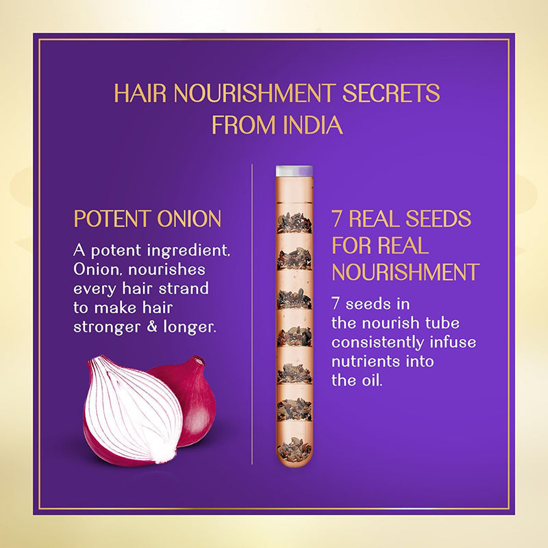 Herbsindia Onion & 7 Herbal Seeds Hair Oil With Nourish Tube | Makes Hair Stronger & Longer | Silicone & Paraben Free | 180ml