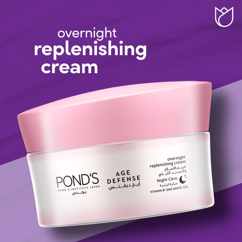 Pond'S Age Defence Night Cream, Anti-Aging Face Cream With Retinol Boosters, Reduce Lines, Wrinkles And Age Spots, 50ml
