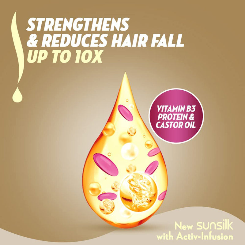 Sunsilk New Activ Infusion Hairfall Solution Conditioner, For Strong Hair With Vitamin B3, Soya Protein & Castor Oil 350 ml