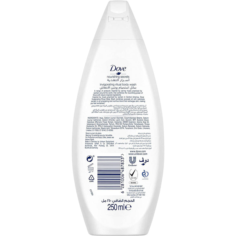 Dove Invigorating Body Wash Avocado, 250Ml