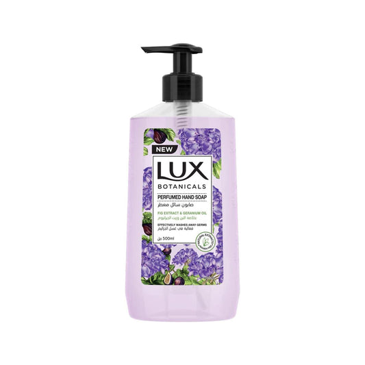 LUX Botanicals Perfumed Hand Wash, For all skin types, Fig Extract & Geranium Oil, Hygiene properties to effectively wash away germs, 500ml