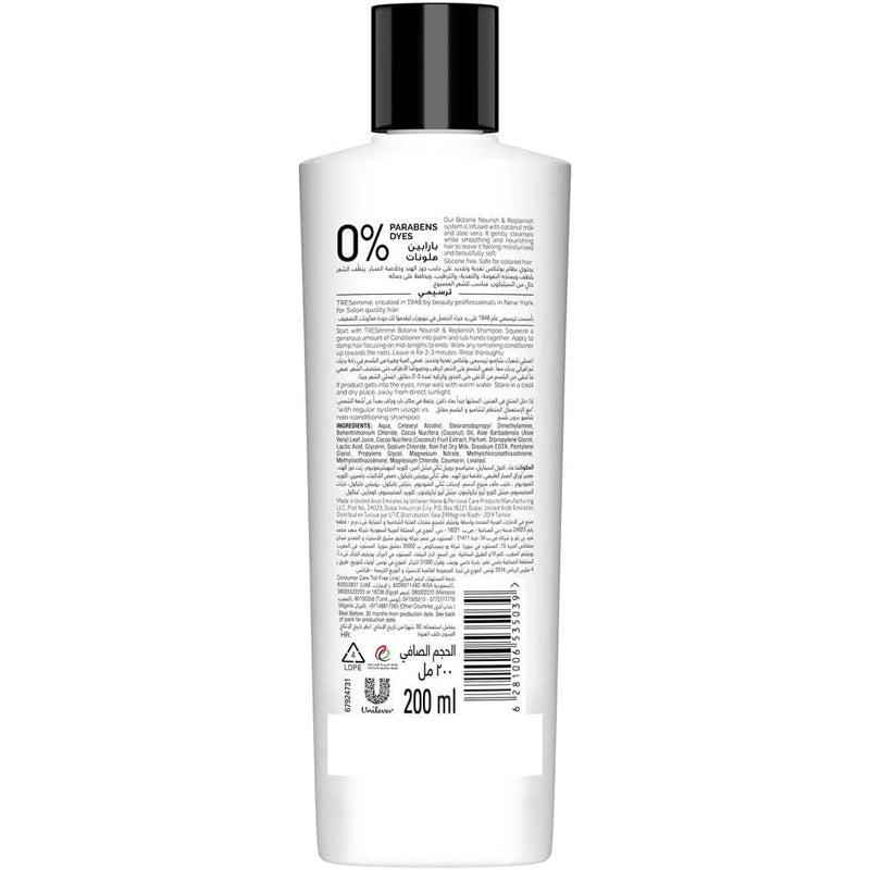 Tresemme Botanix Natural Nourish & Replenish Conditioner with Coconut Milk & Aloe Vera for Dry Hair, 200ml