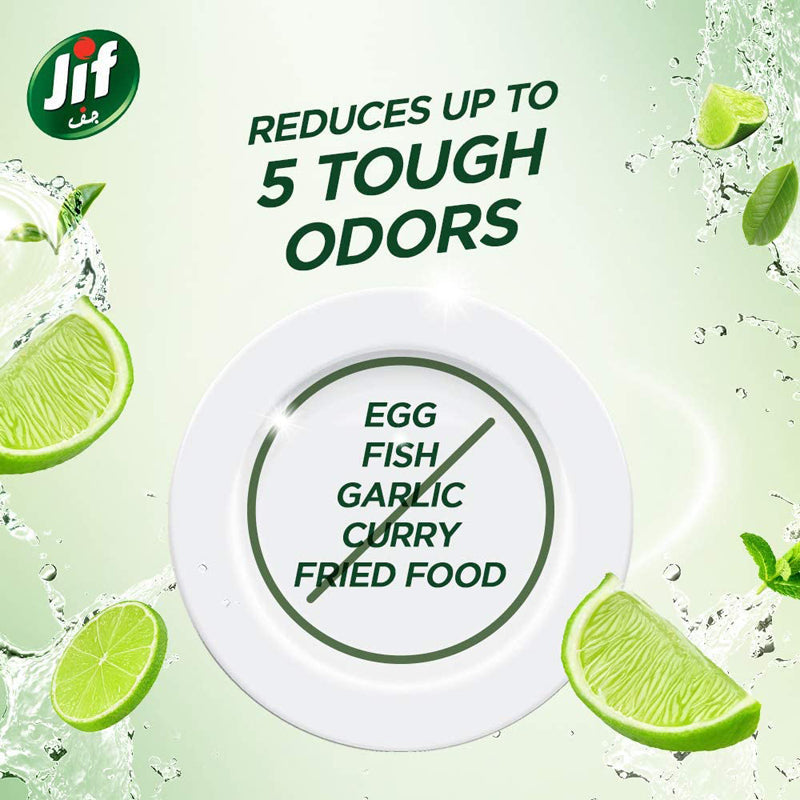 Jif Anti Odor Hand Dishwash To Remove Toughest Odors And Grease, Lime & Matcha Tea Made With Malodor Technology,750Ml