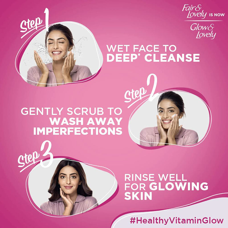 GLOW & LOVELY Formerly Fair & Lovely Face Wash with Glow Multivitamins Instaglow to remove dullness & brighten the skin, 50ml