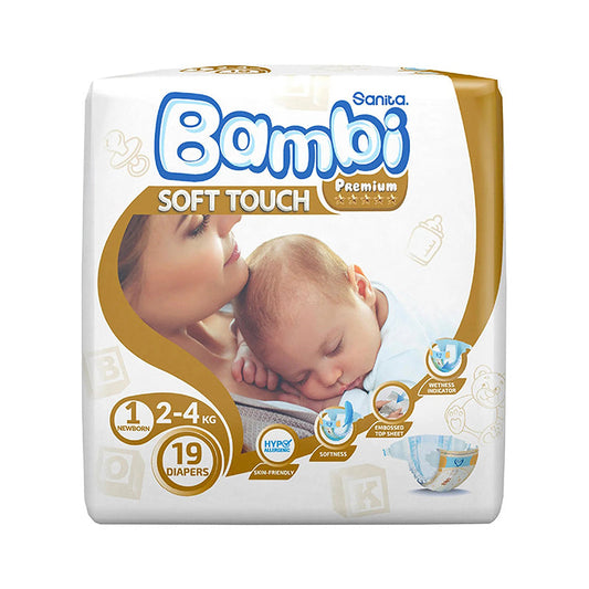 Sanita Bambi Baby Diapers Regular Pack Size 1 New Born (2-4KG) 19 Pieces