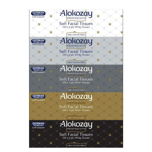 Alokozay New Soft Facial Tissues - 130 Sheets X 2 Ply - Pack of 5