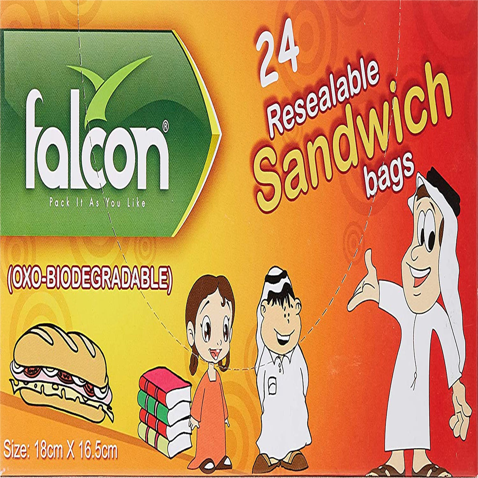 Falcon Resealable, Kids Zipper Bag 18 X 16.5 cm - 24 PCS