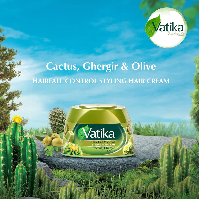 Vatika Naturals Hair Fall Control Hair Cream With Cactus, Ghergir & Olive - 140 ml