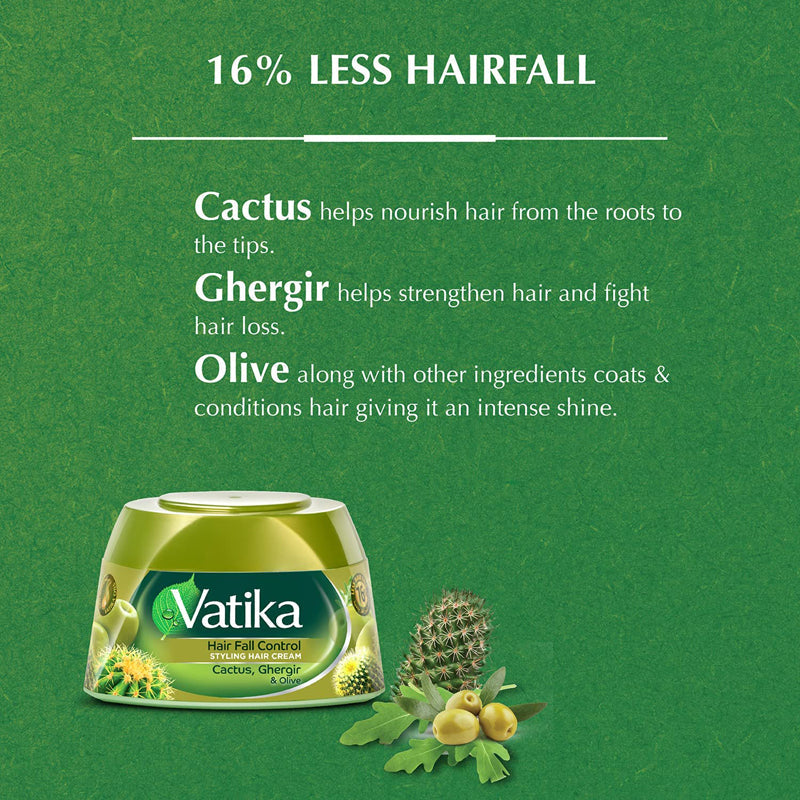 Vatika Naturals Hair Fall Control Hair Cream With Cactus, Ghergir & Olive - 140 ml