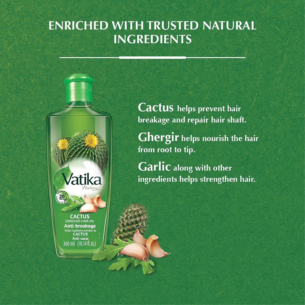 vatika-oil-cactus-300mlVatika Naturals Cactus Enriched Hair Oil For Anti-Breakage - 300 ml