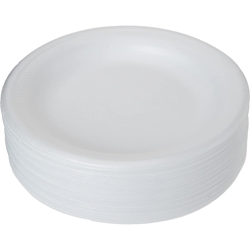 Hotpack Disposable White Round Foam Plate 10 inch ,25 PCS