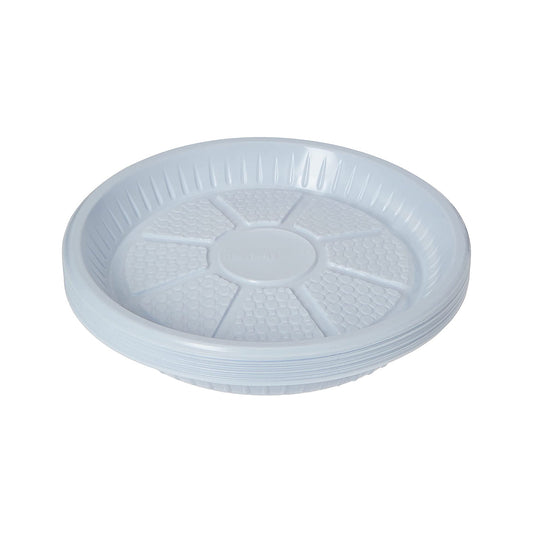 Hotpack Disposable Plastic White Round Food Serving Plate 9inch, 25 PCS