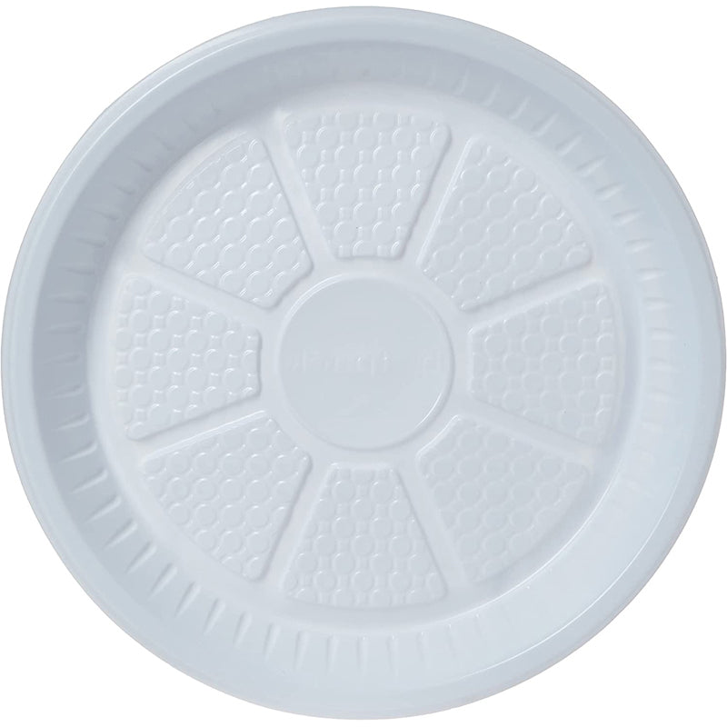 Hotpack Disposable Plastic White Round Food Serving Plate 9inch, 25 PCS