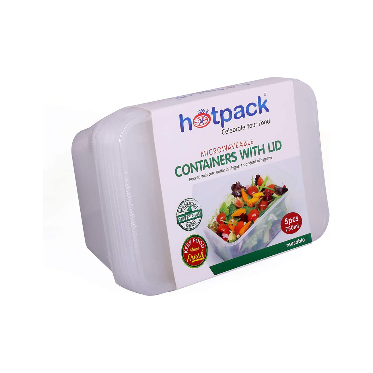 Hotpack Disposable Food Storage, Food Packaging & Take Away, Microwave Food Container Rectangular 750ml, 5 PCS